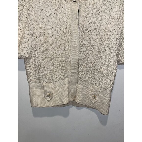 Piazza Sempione Womens Cream Short Sleeve Textured Knit Cardigan  Size 42 - Picture 2 of 9